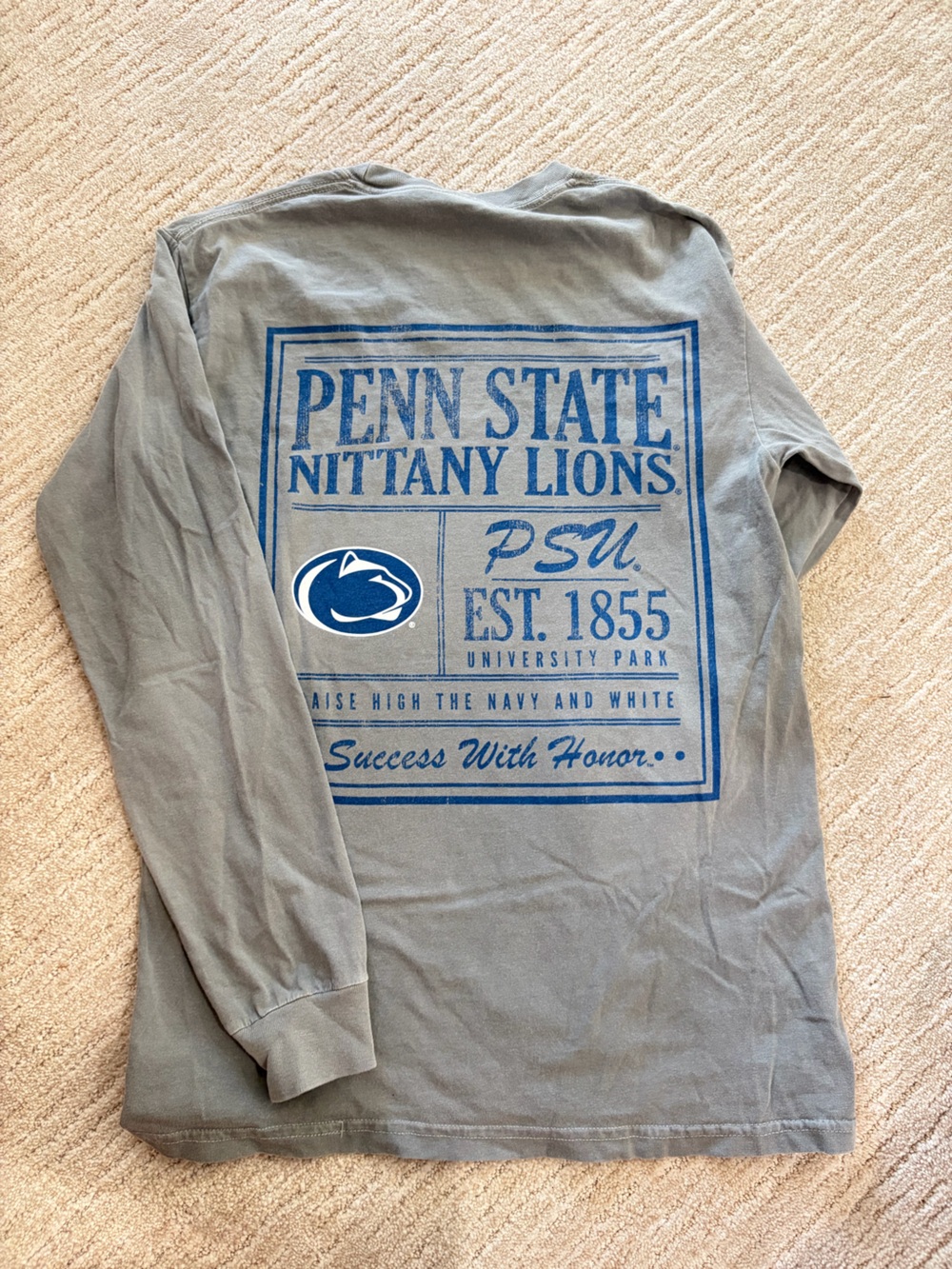 Comfort Colors Penn State Nittany Lions Long Sleeve Tee in Gray and Navy